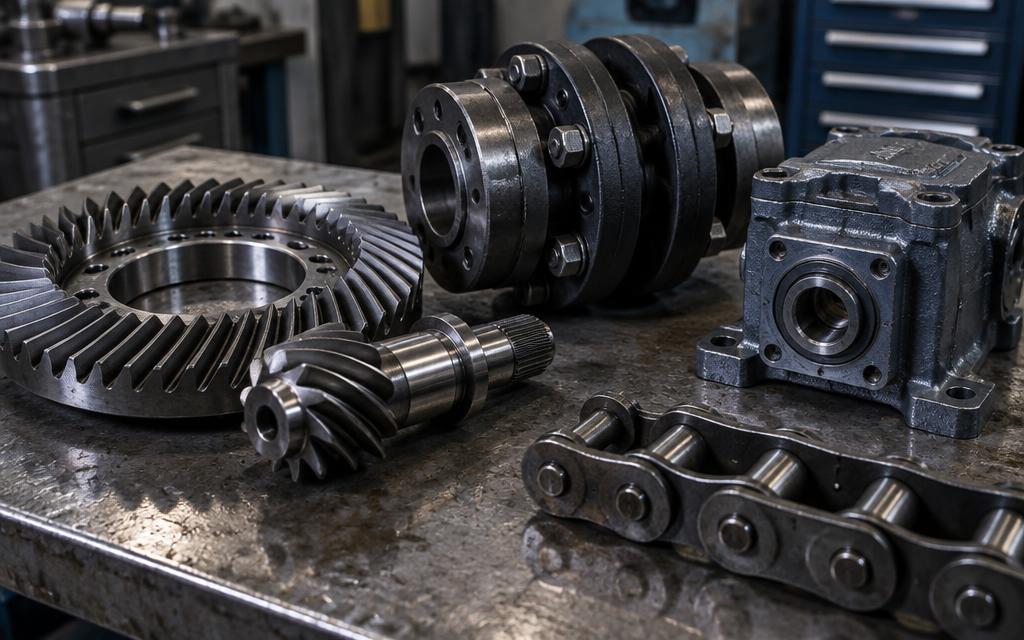 Industrial equipment spare parts — bevel gears, coupling and conveyor chain